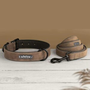 Hasított bőr kutya nyakörv póráz szett